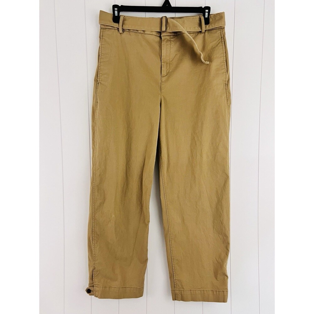 Banana Republic Khaki Authentic Chino Belted Straight Leg 100% Cotton Pants 14
